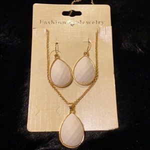 Faceted Tear Drop Earring and Necklace Set